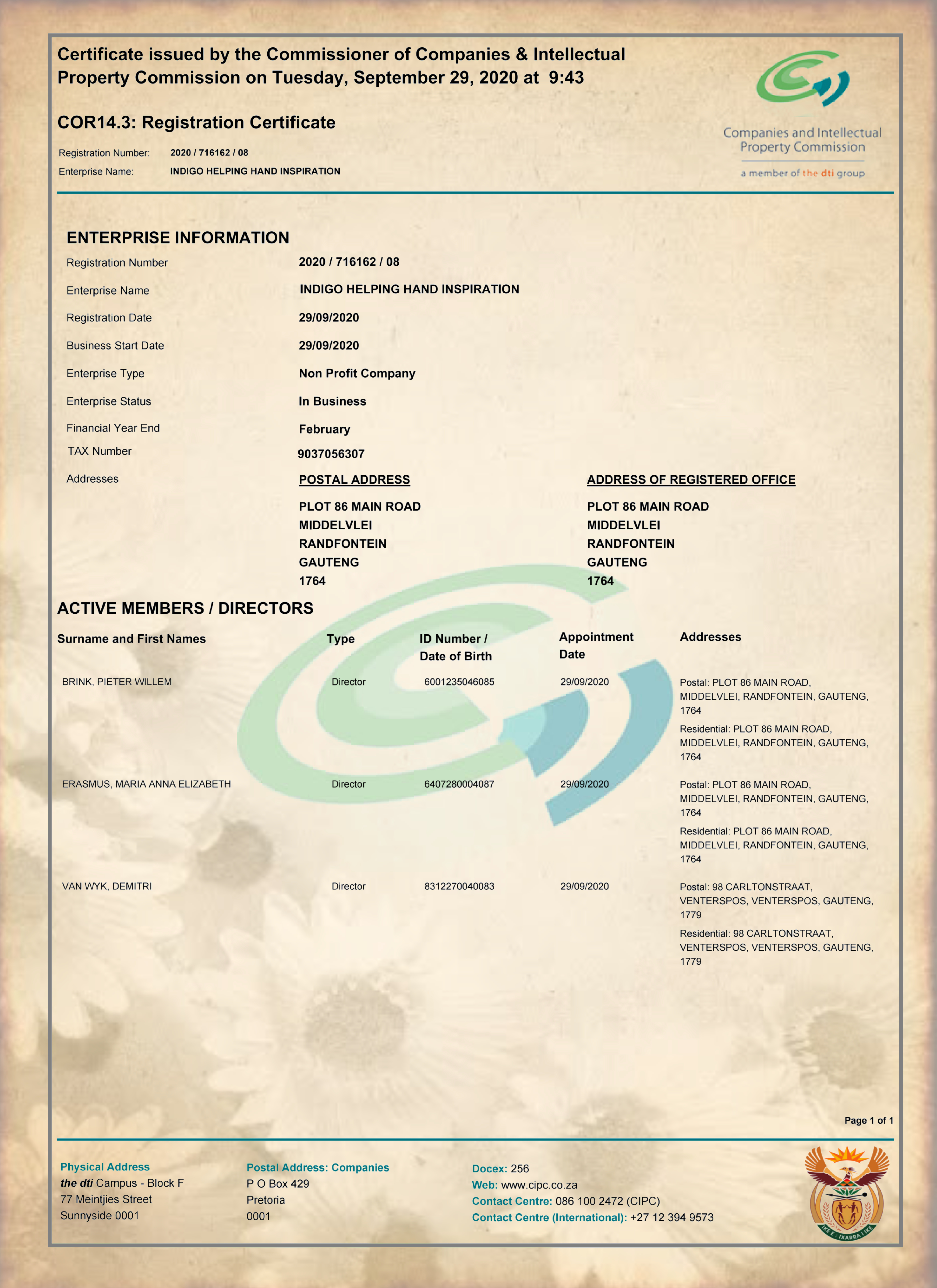 NPO registered